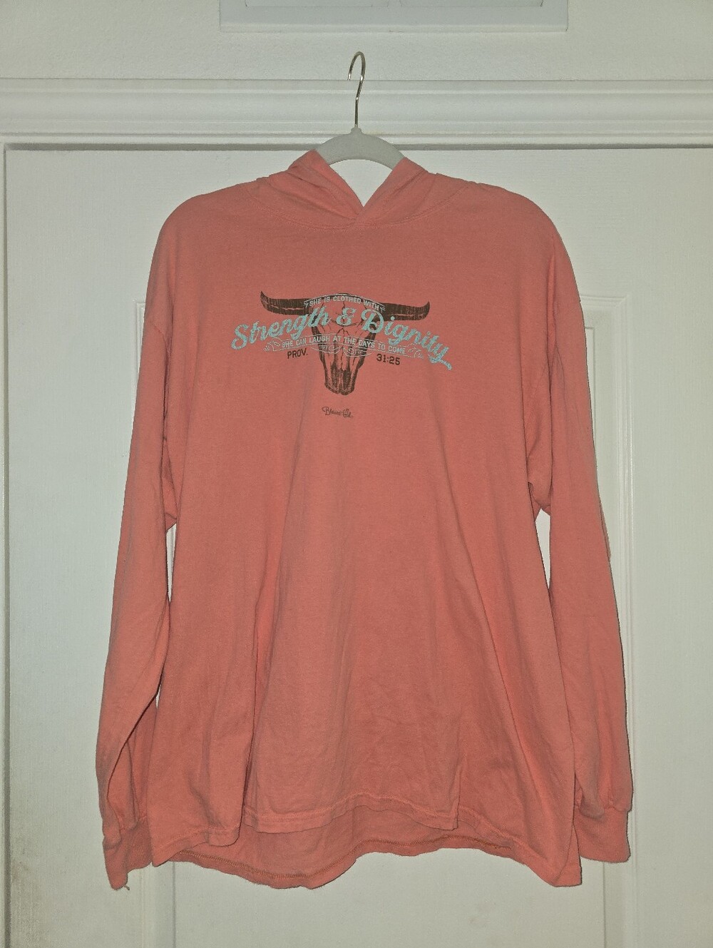 Blessed Girl Coral Hoodie with Longhorn Graphic